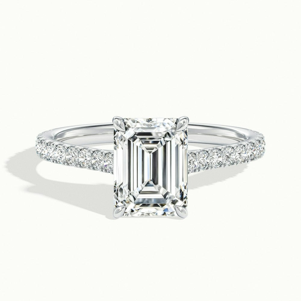 2.40 Ct In Emerald Bardot Scallop Engagement Ring