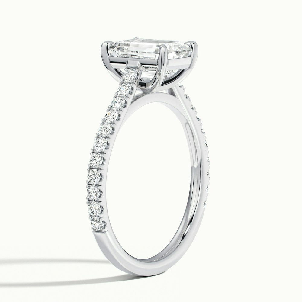 2.40 Ct In Emerald Bardot Scallop Engagement Ring