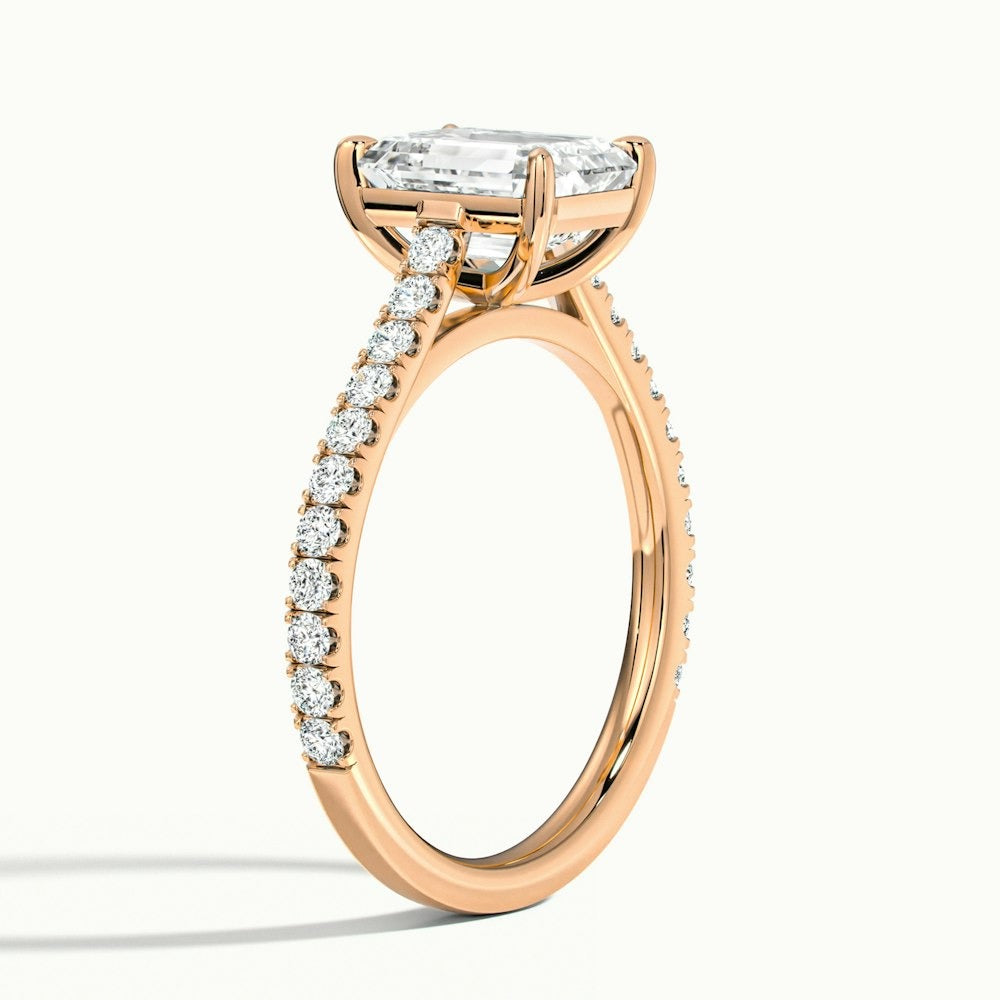 2.40 Ct In Emerald Bardot Scallop Engagement Ring