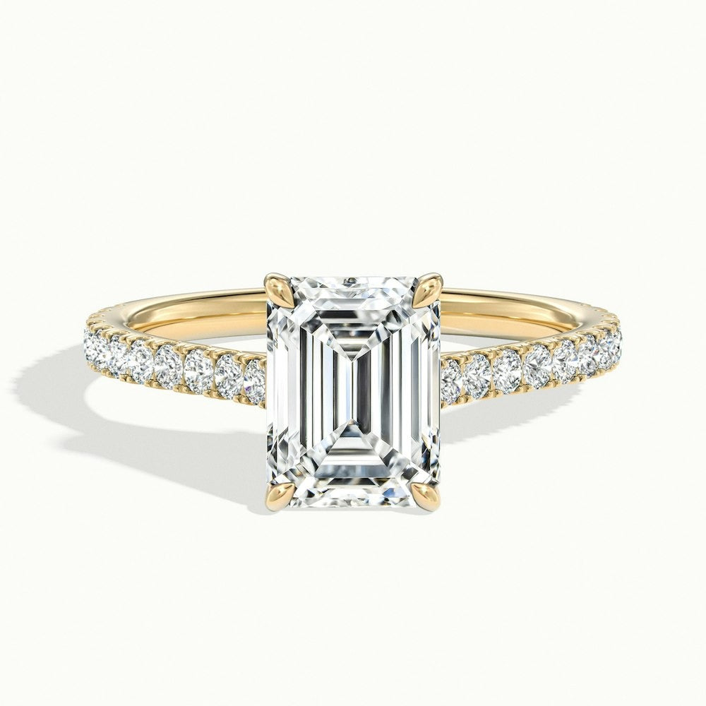 2.40 Ct In Emerald Bardot Scallop Engagement Ring
