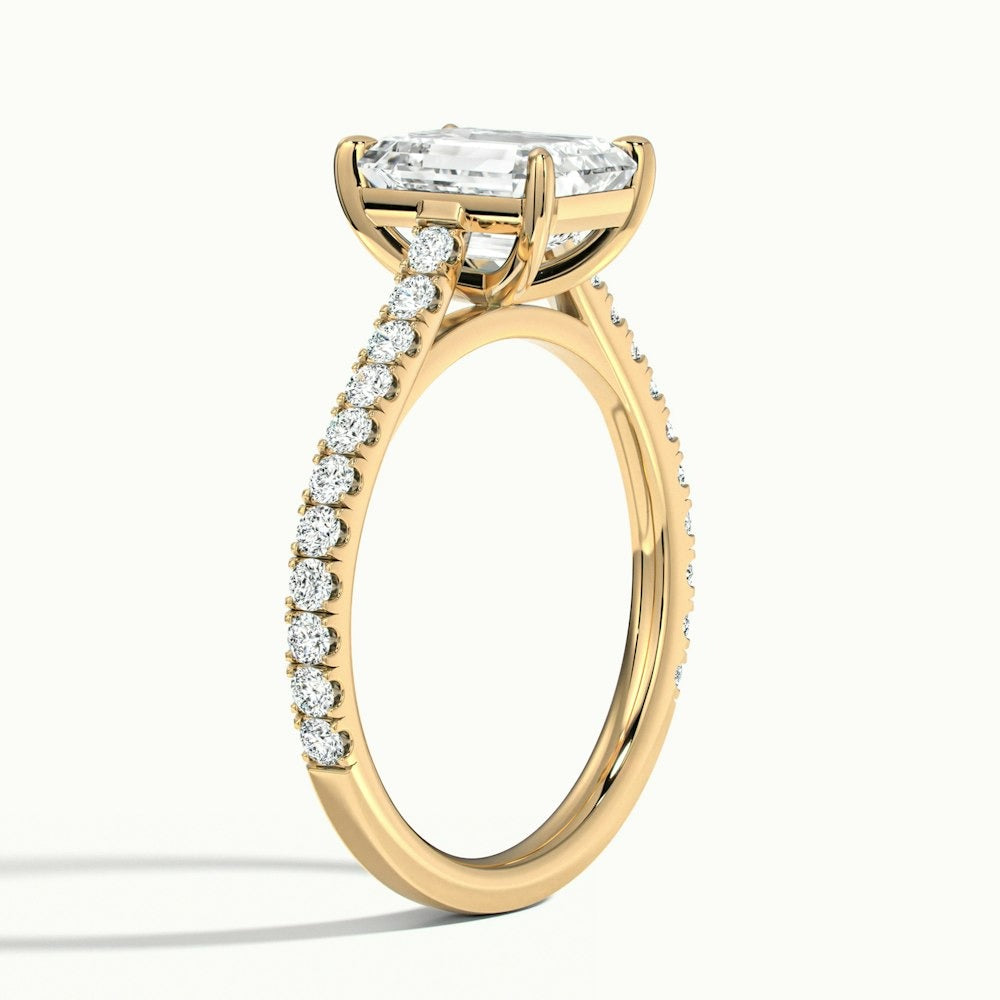 2.40 Ct In Emerald Bardot Scallop Engagement Ring