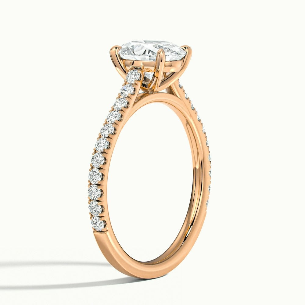 2.40 Ct In Oval Bardot Scallop Engagement Ring