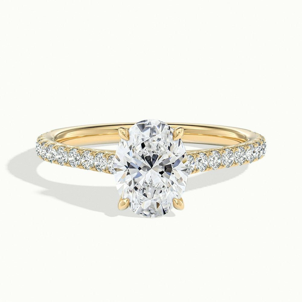2.40 Ct In Oval Bardot Scallop Engagement Ring