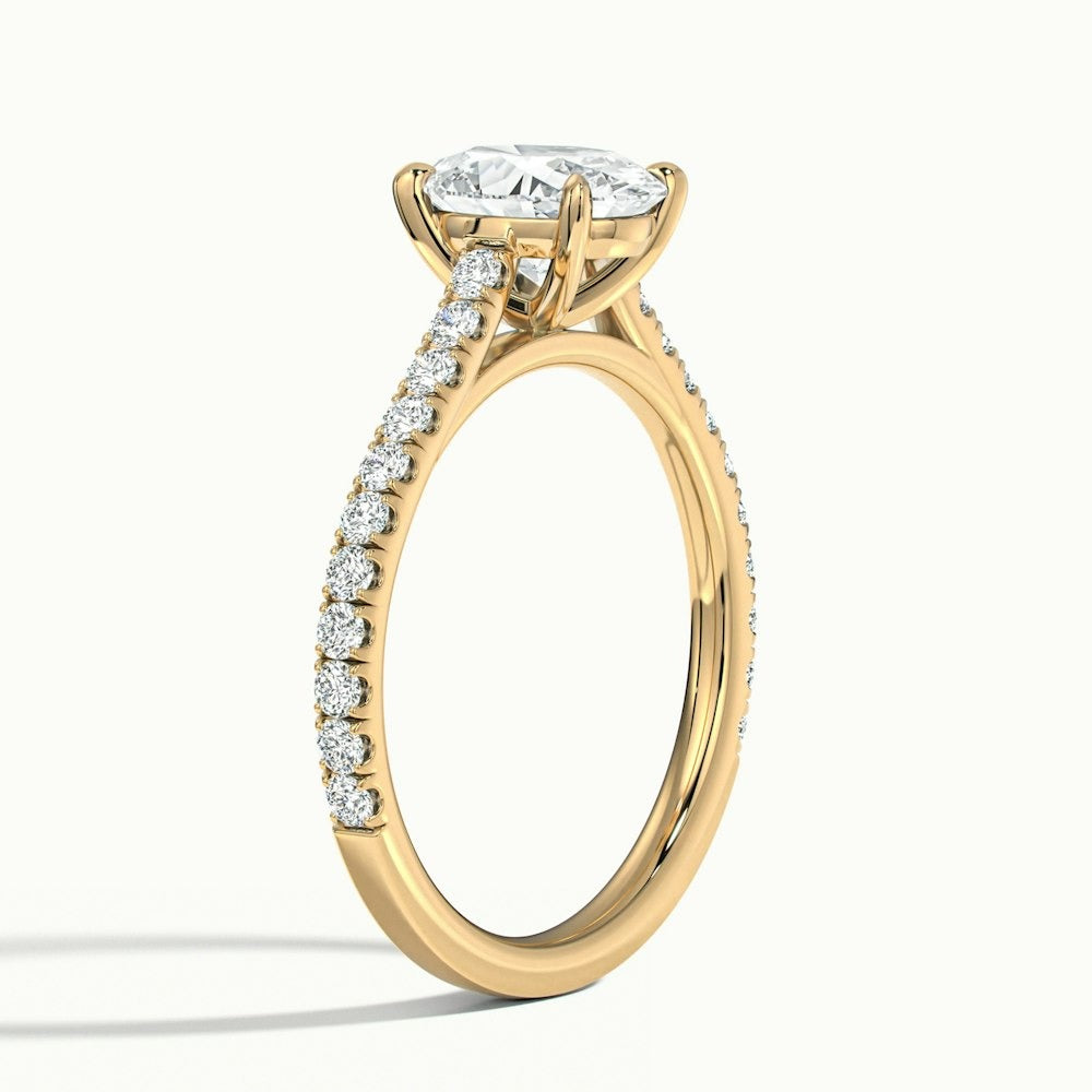 2.40 Ct In Oval Bardot Scallop Engagement Ring