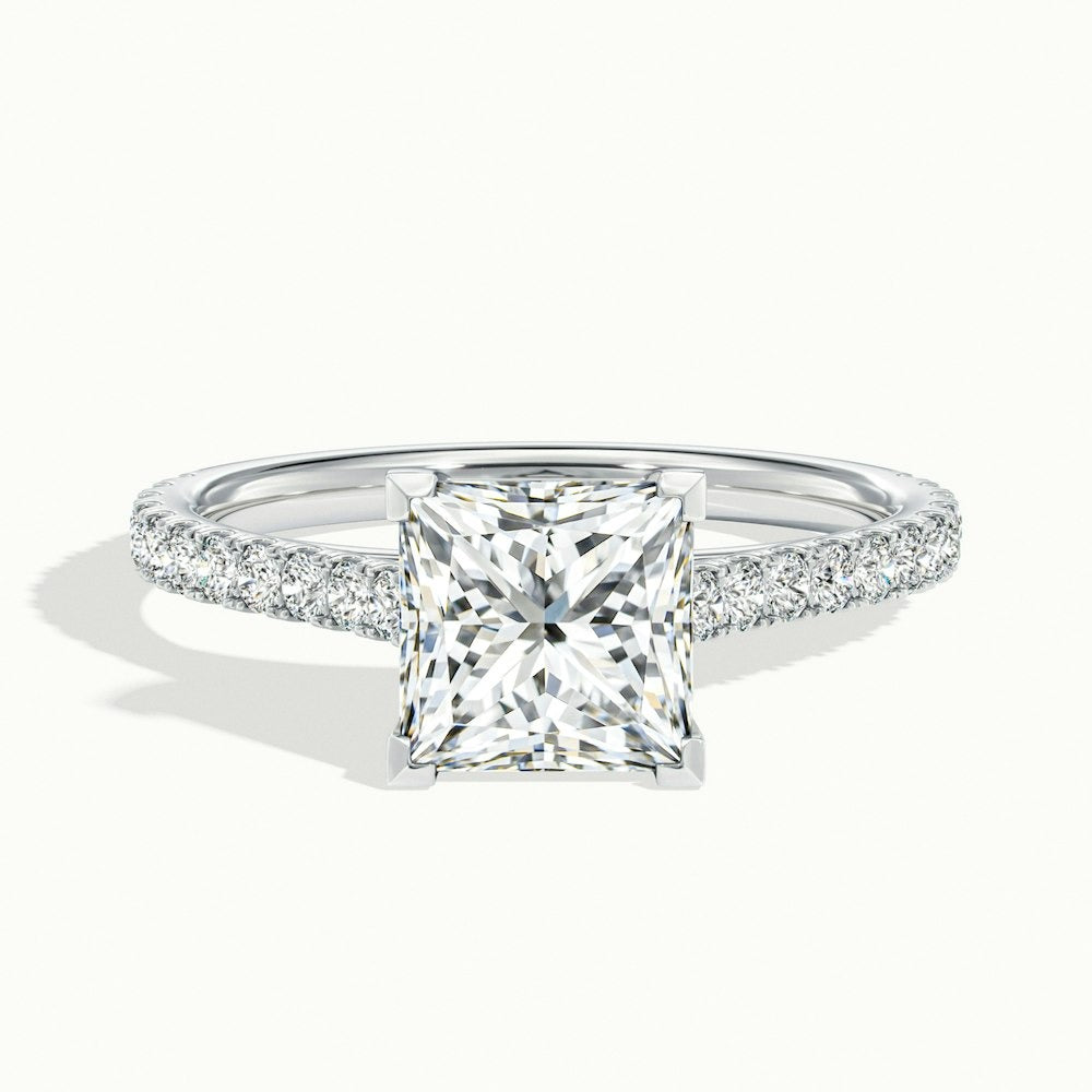 2.40 Ct In Princess Bardot Scallop Engagement Ring
