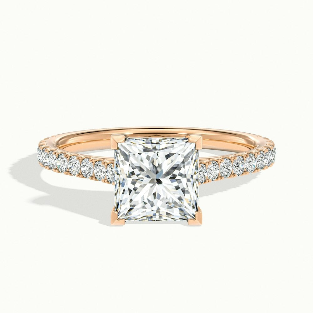 2.40 Ct In Princess Bardot Scallop Engagement Ring