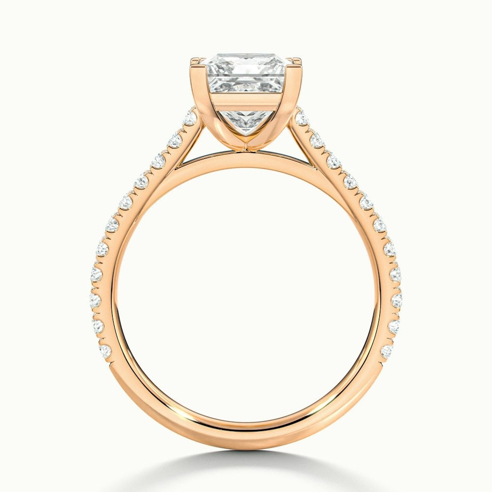 2.40 Ct In Princess Bardot Scallop Engagement Ring
