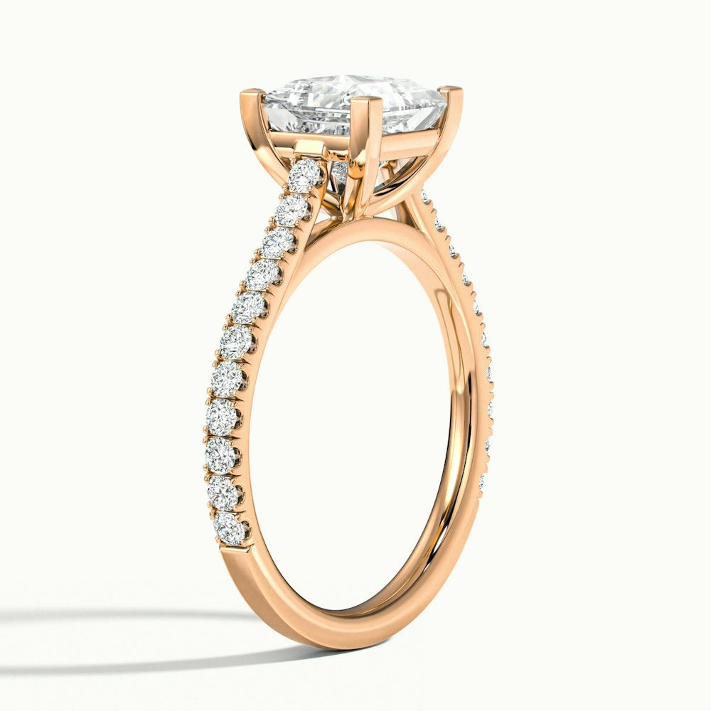 2.40 Ct In Princess Bardot Scallop Engagement Ring