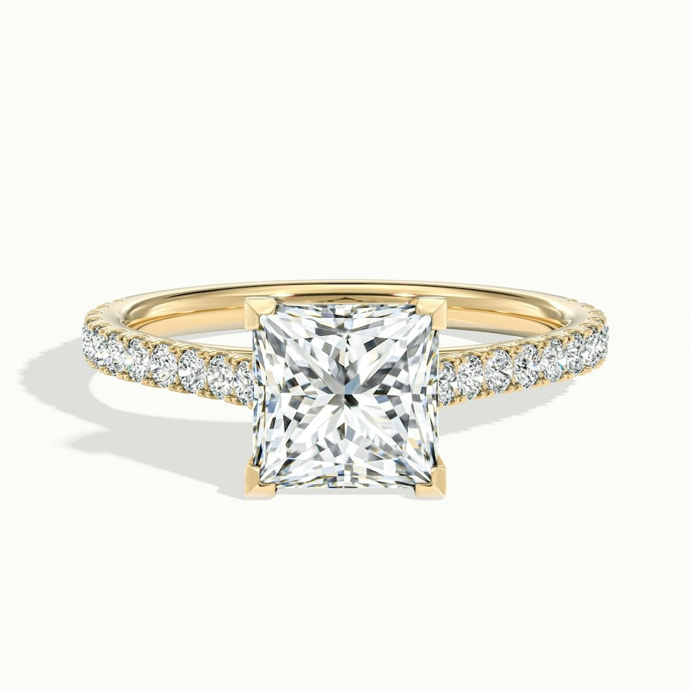 2.40 Ct In Princess Bardot Scallop Engagement Ring