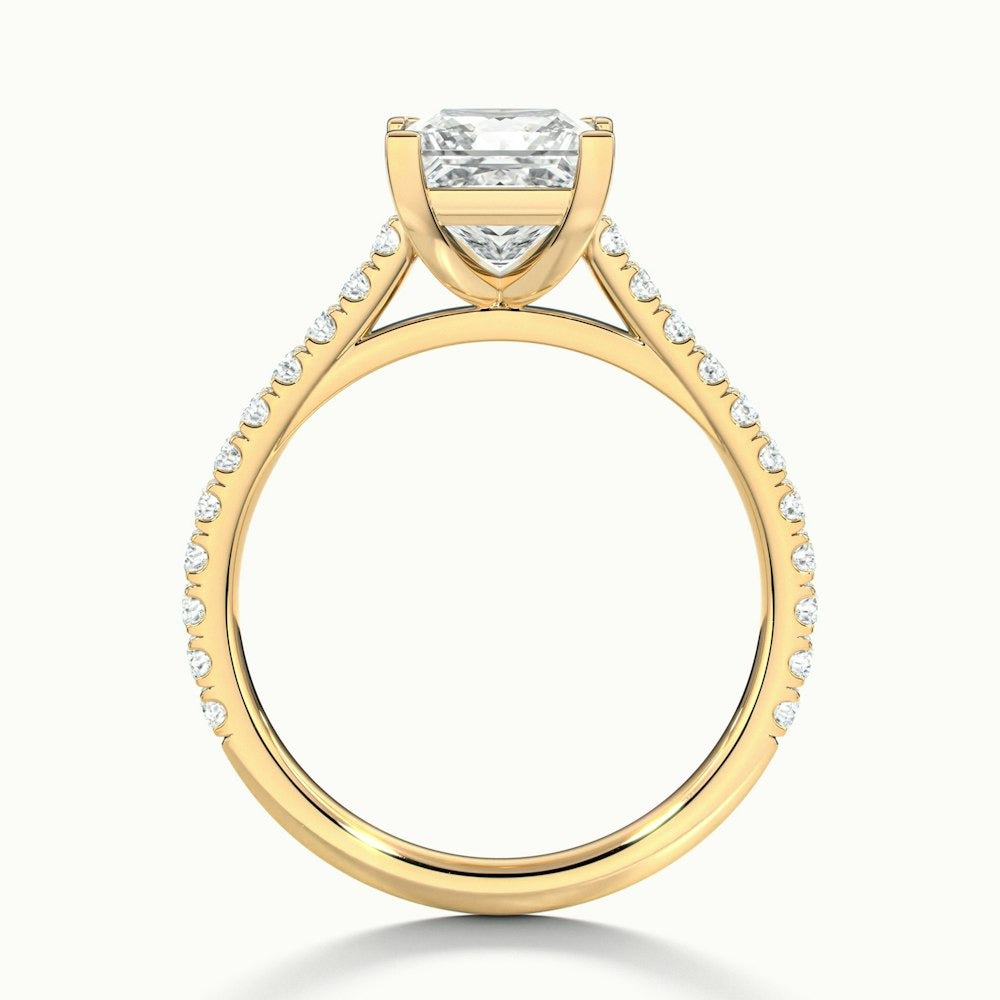 2.40 Ct In Princess Bardot Scallop Engagement Ring