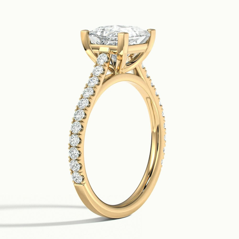 2.40 Ct In Princess Bardot Scallop Engagement Ring