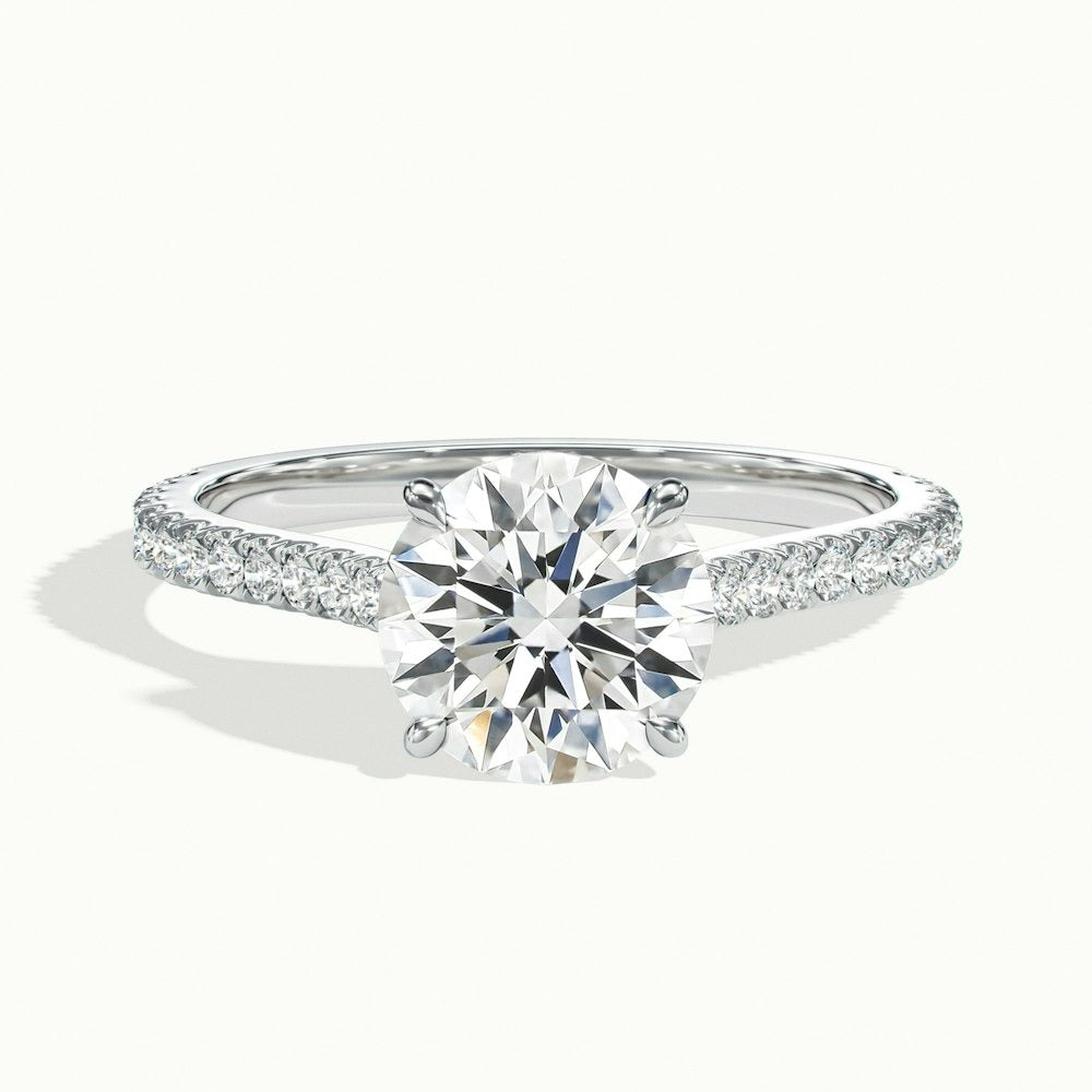 2.40 Ct In Round Bardot Scallop Engagement Ring