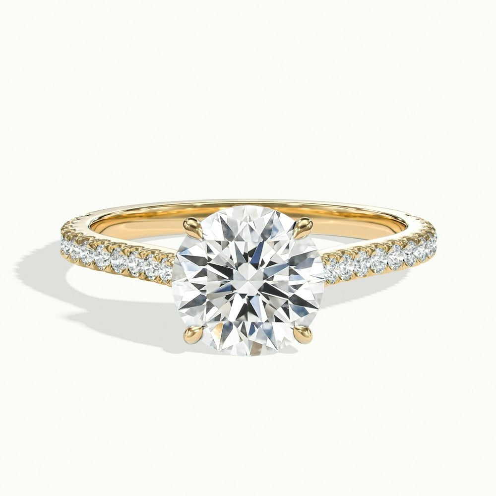 2.40 Ct In Round Bardot Scallop Engagement Ring