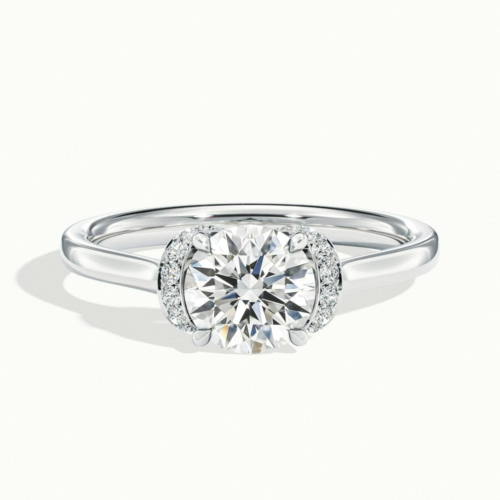 2.80 Ct In Round Bardot Scallop Engagement Ring