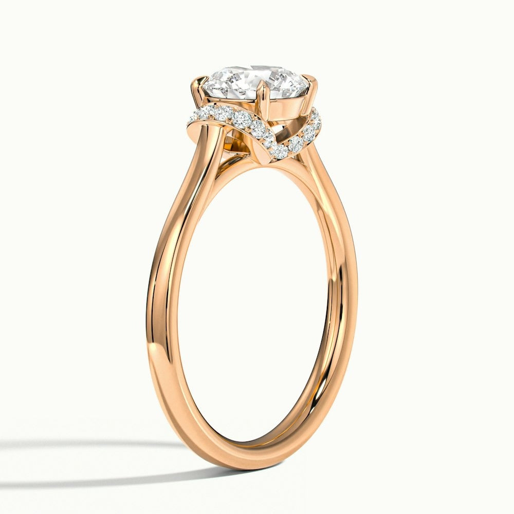 2.80 Ct In Round Bardot Scallop Engagement Ring
