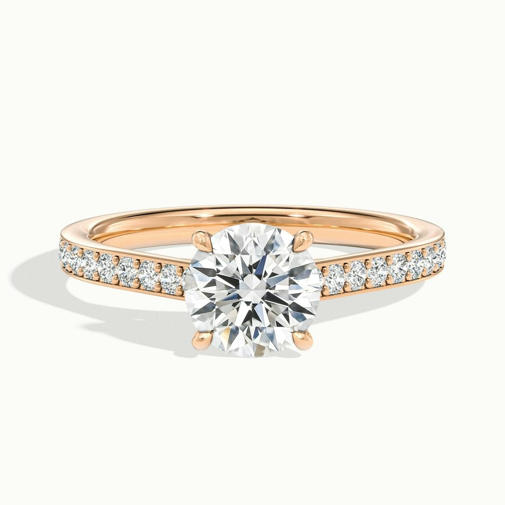 2.25 Ct In Round Bardot Scallop Engagement Ring