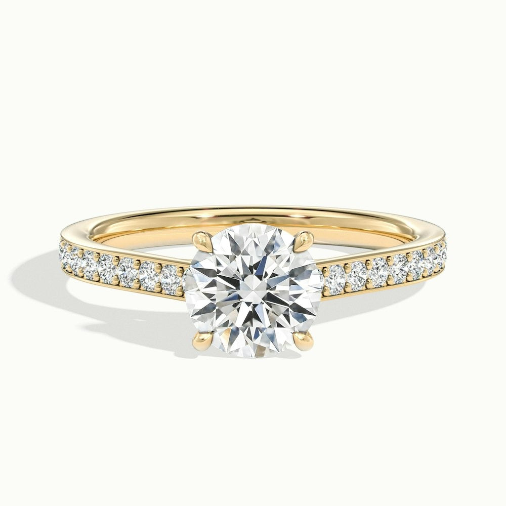 2.25 Ct In Round Bardot Scallop Engagement Ring
