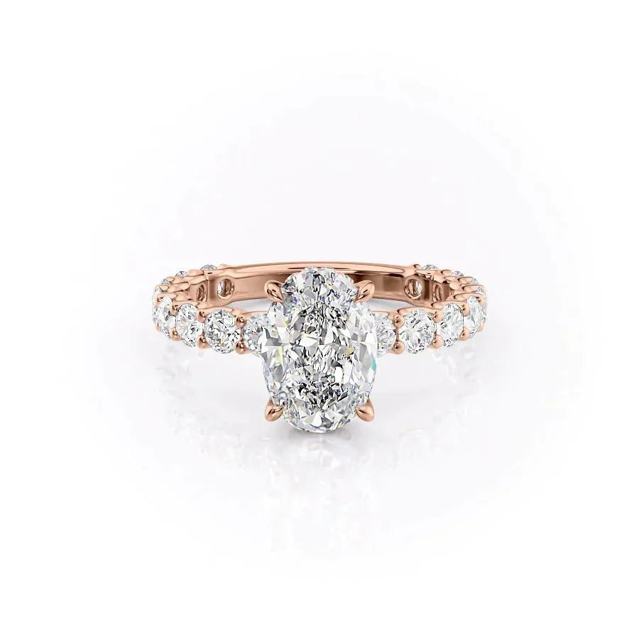 4.00 CT The Adelle Oval Pave Diamonds, Set Engagement Ring