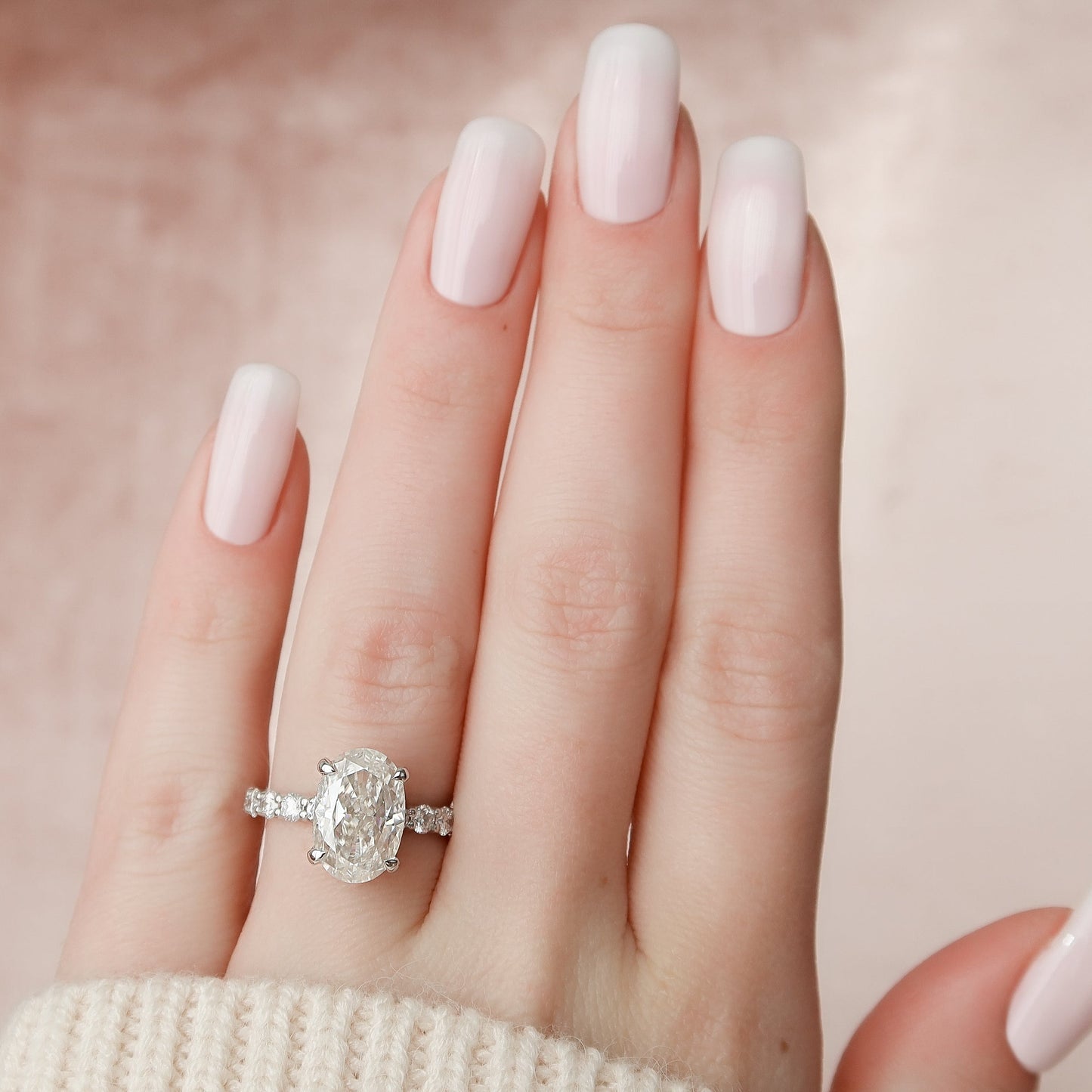4.00 CT The Adelle Oval Pave Diamonds, Set Engagement Ring
