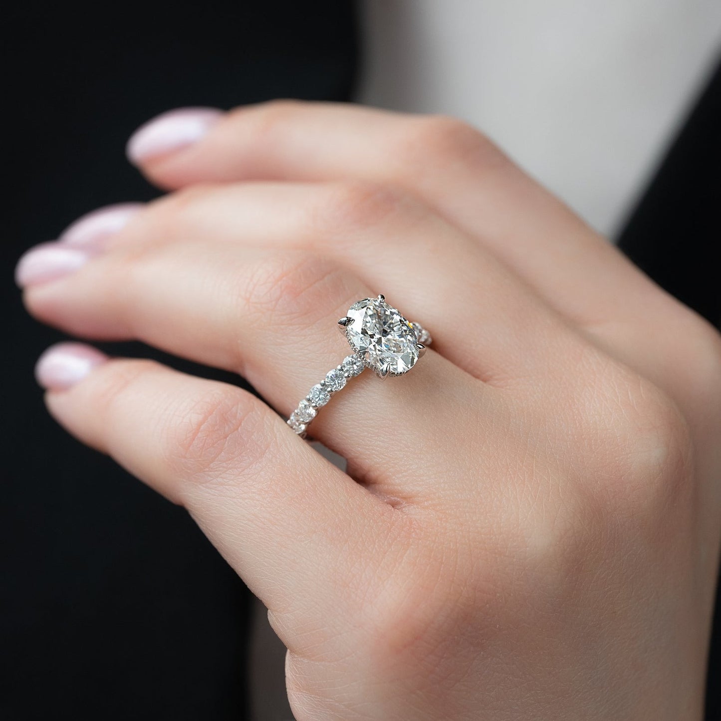 4.00 CT The Adelle Oval Pave Diamonds, Set Engagement Ring