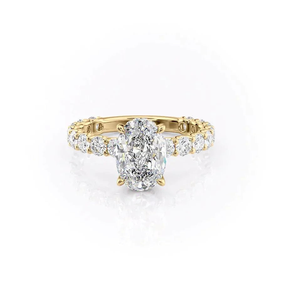 4.00 CT The Adelle Oval Pave Diamonds, Set Engagement Ring