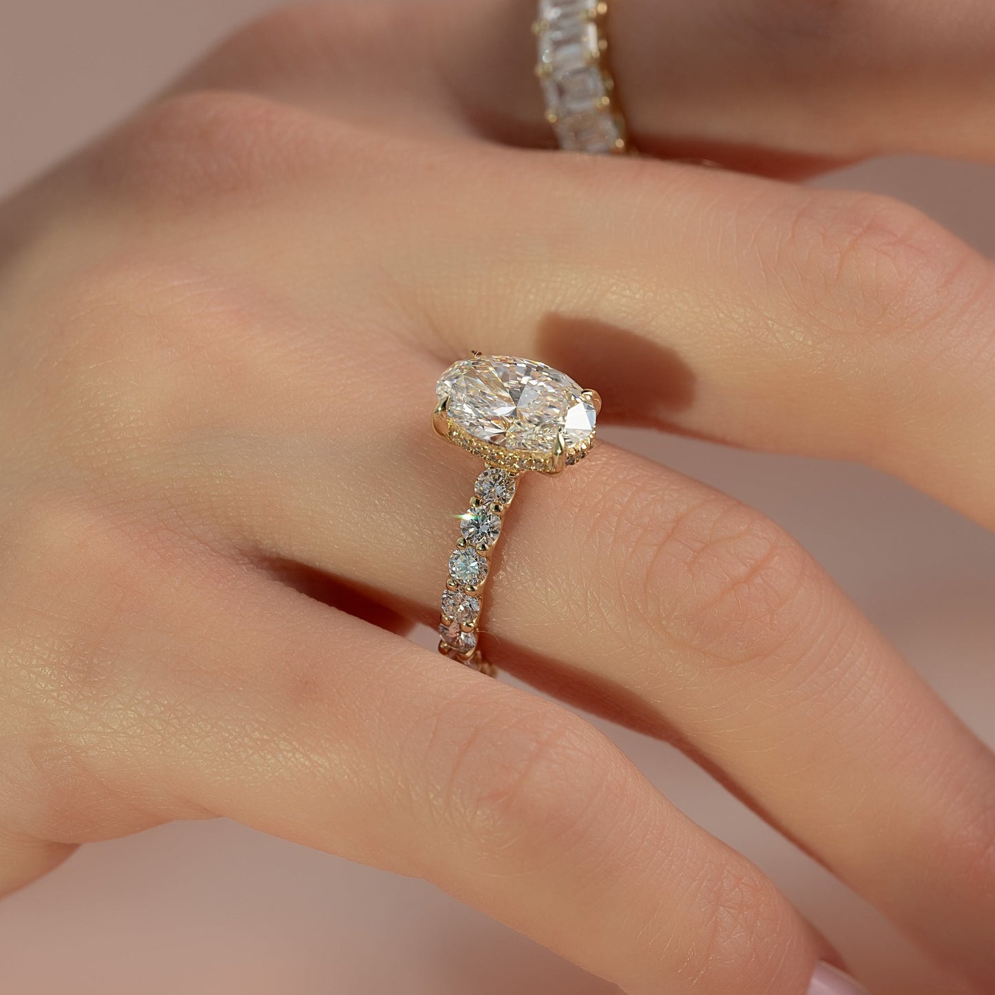 4.00 CT The Adelle Oval Pave Diamonds, Set Engagement Ring