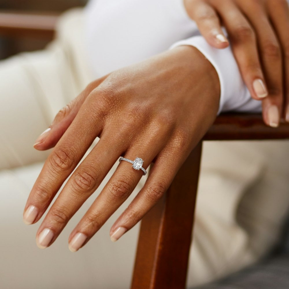 2.50 Ct In Oval Bardot Scallop Engagement Ring