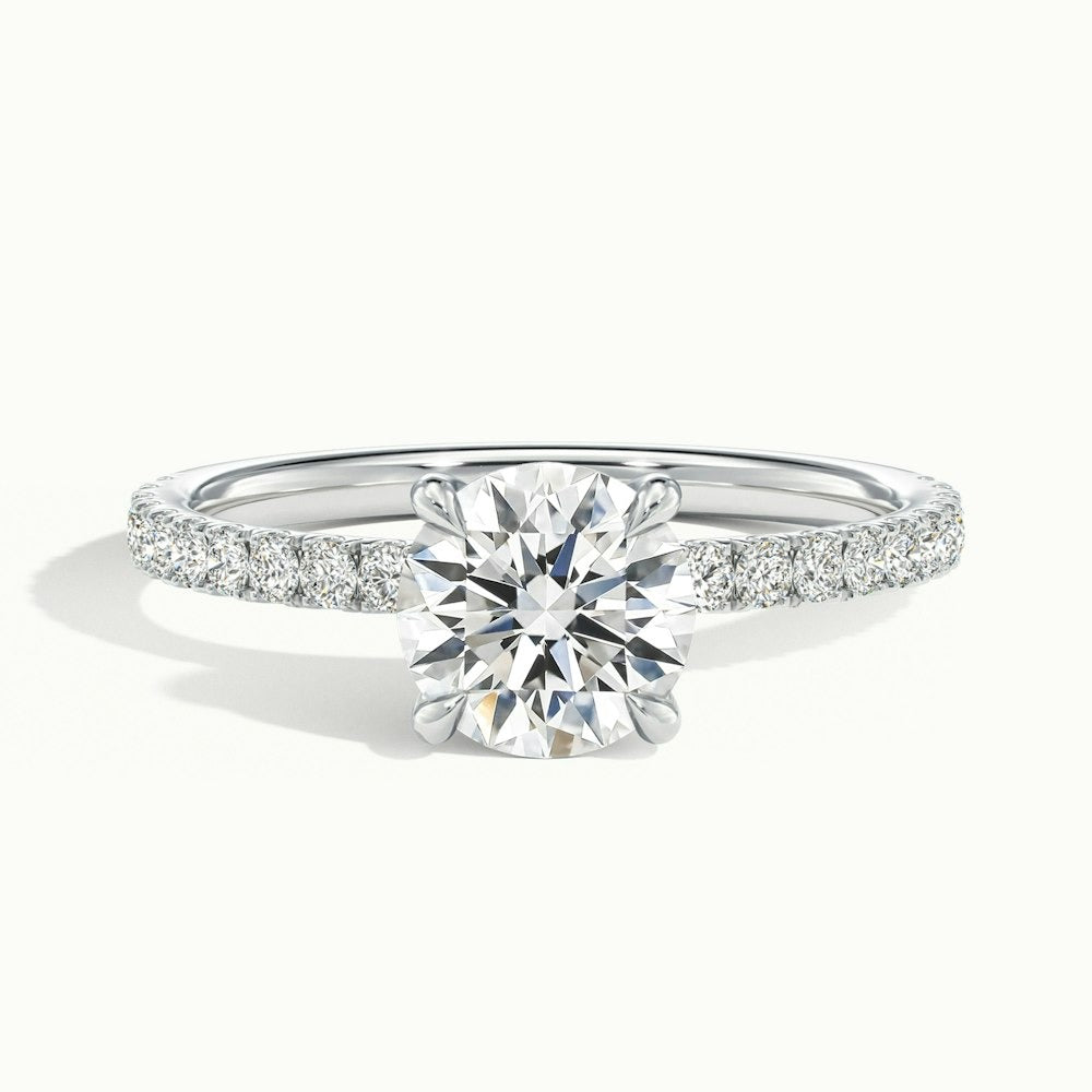 2.60 Ct In Round Bardot Scallop Engagement Ring