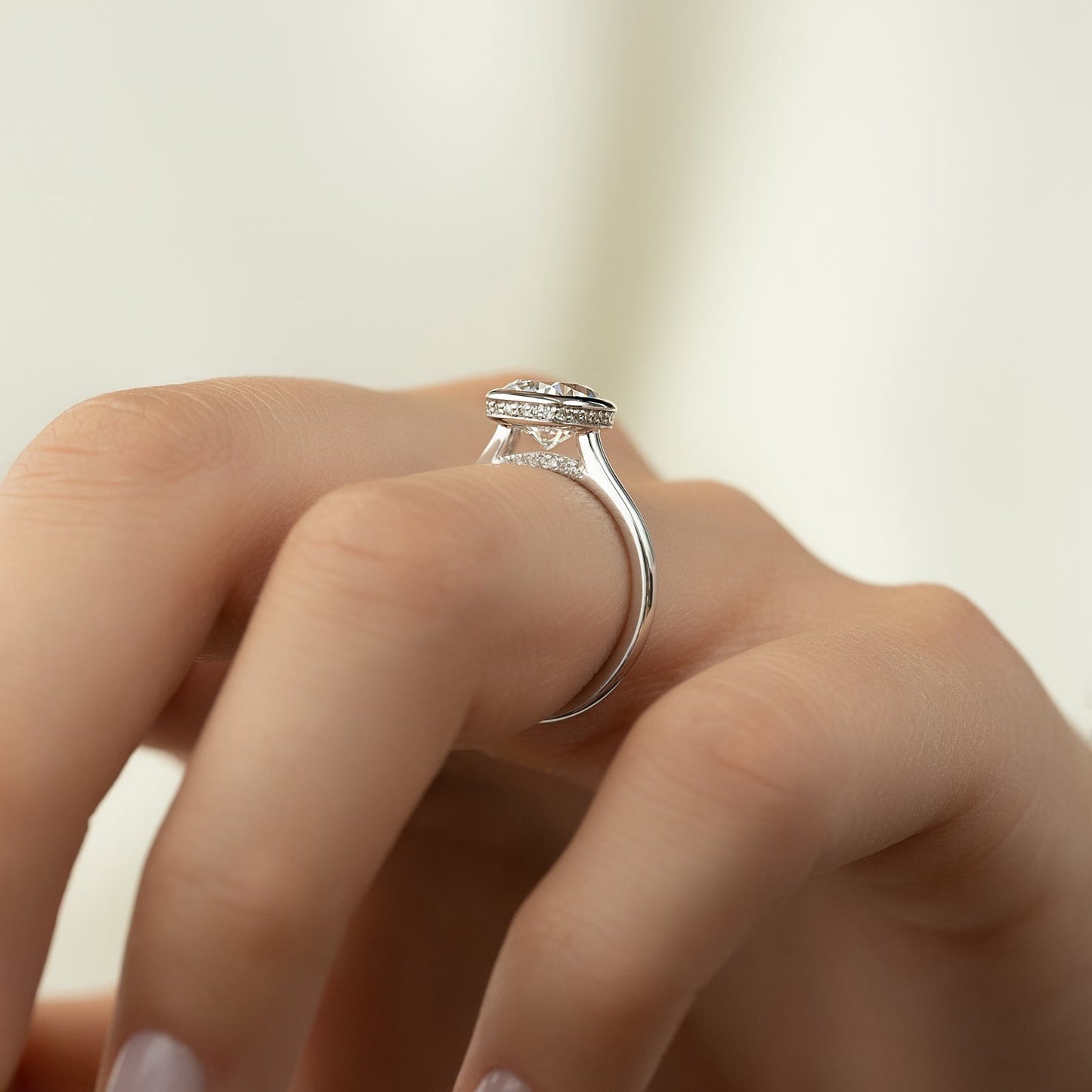 3.00 CT The Charlotte Cushion Bezel-Set Engagement Ring