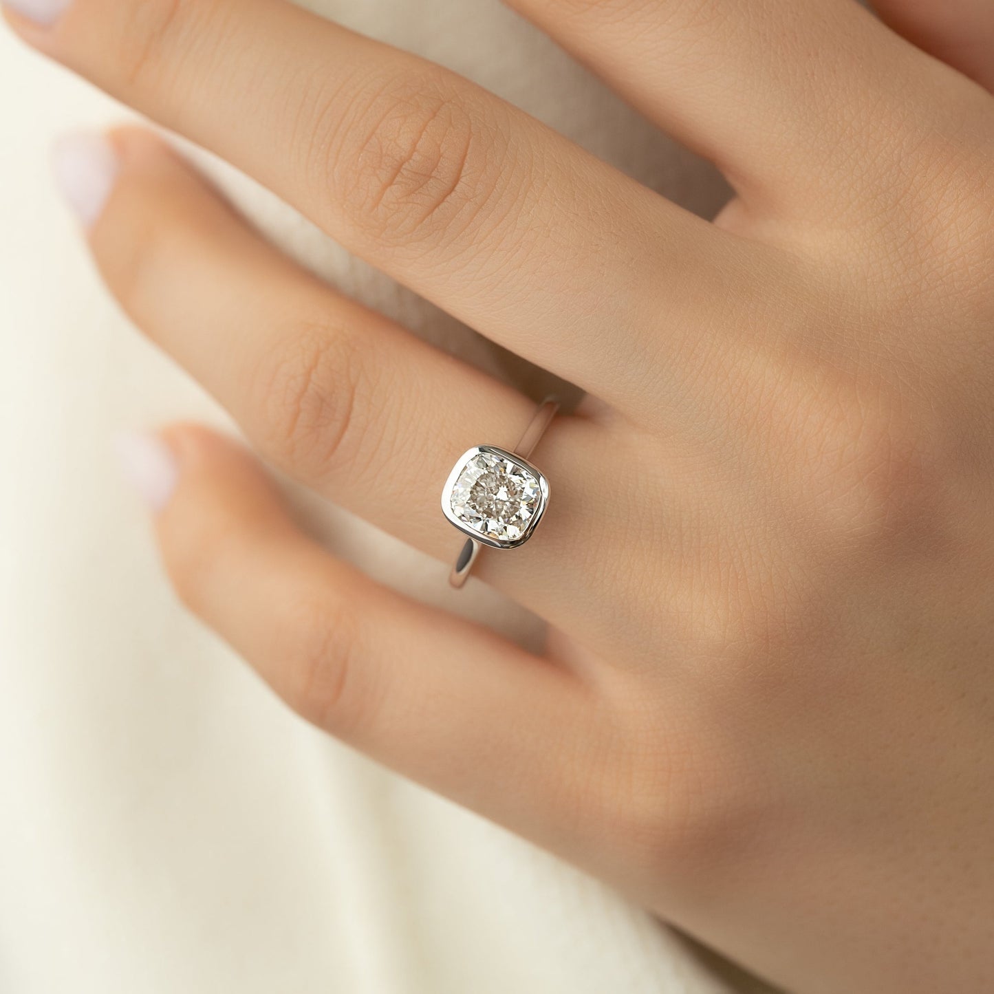 3.00 CT The Charlotte Cushion Bezel-Set Engagement Ring