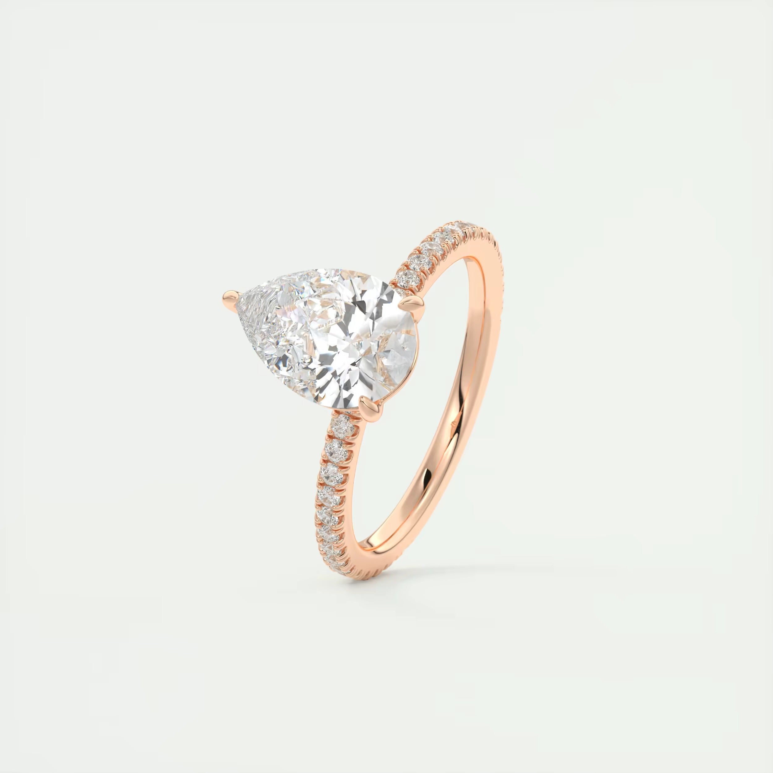 2.25 Ct Harper Pavé Center Stone Pear & Side Stone Round Band Ring