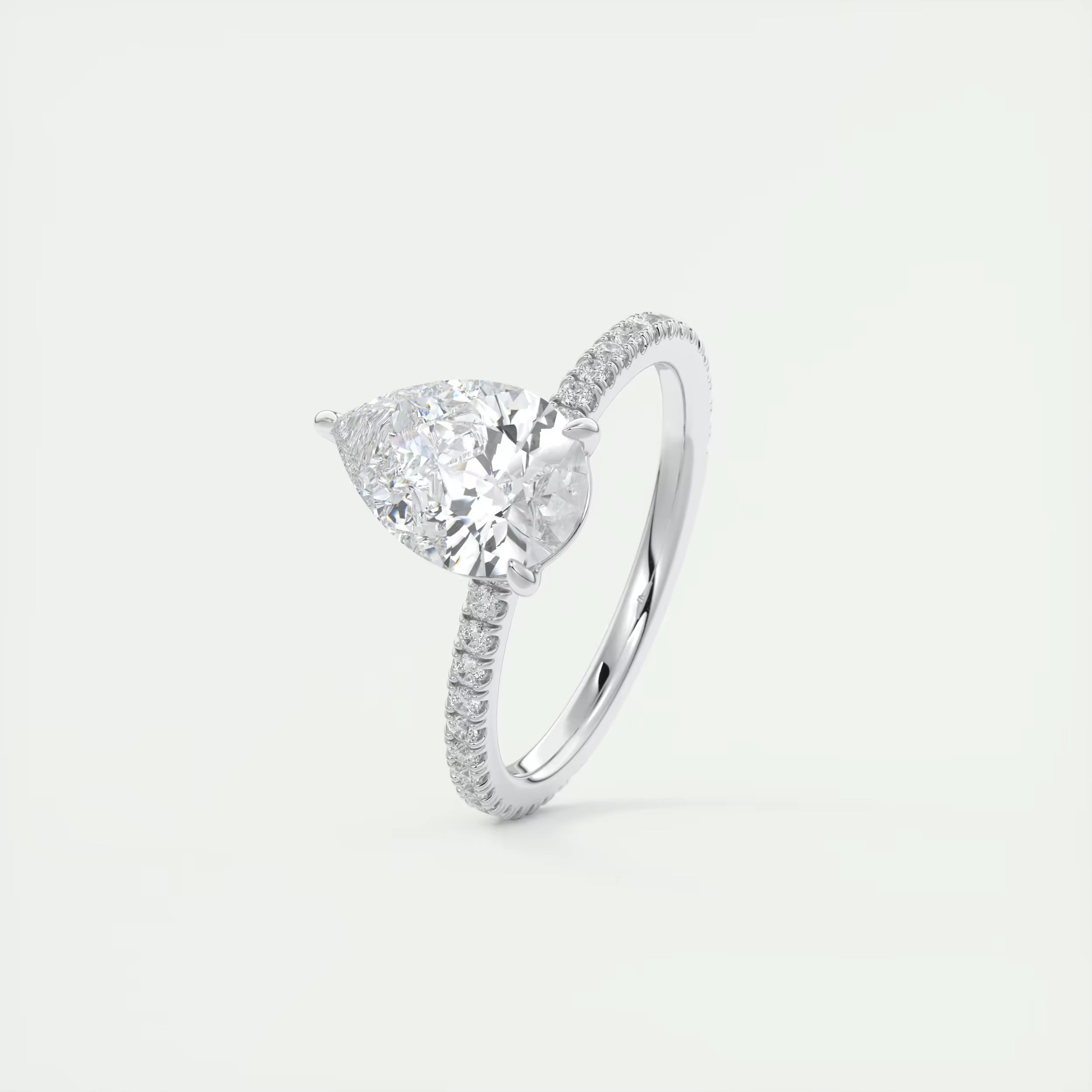2.25 Ct Harper Pavé Center Stone Pear & Side Stone Round Band Ring