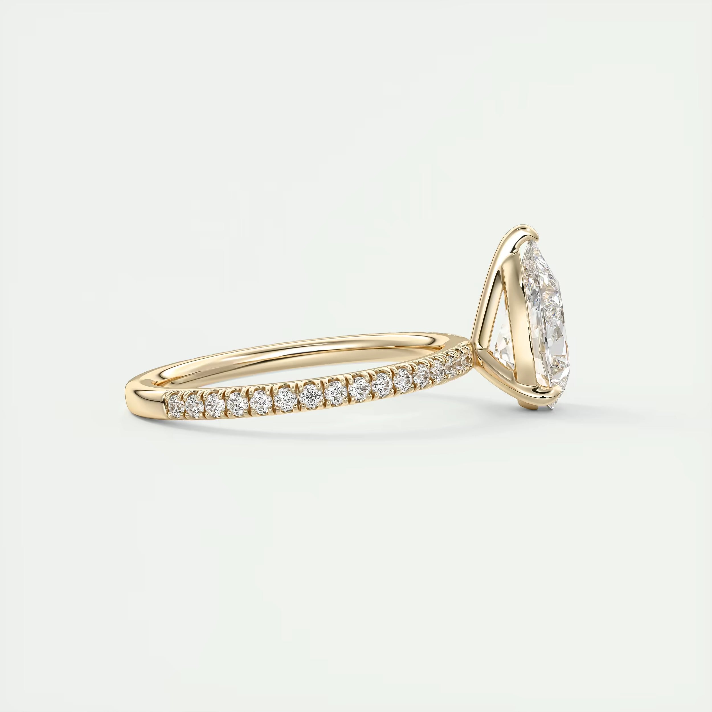 2.25 Ct Harper Pavé Center Stone Pear & Side Stone Round Band Ring