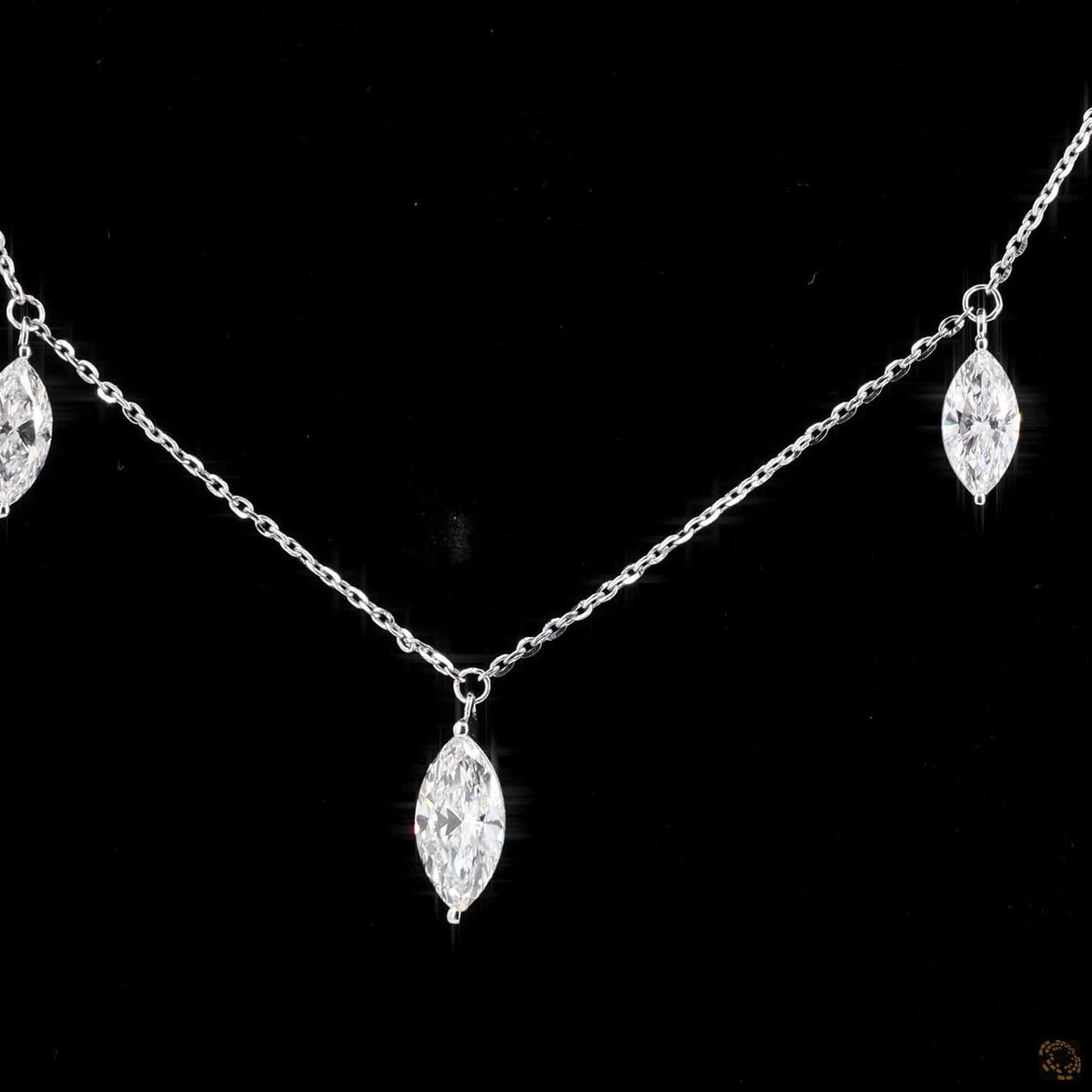 4.35 Ct Multi-Stone Marquise Diamond Drop Charm Fashion Necklace