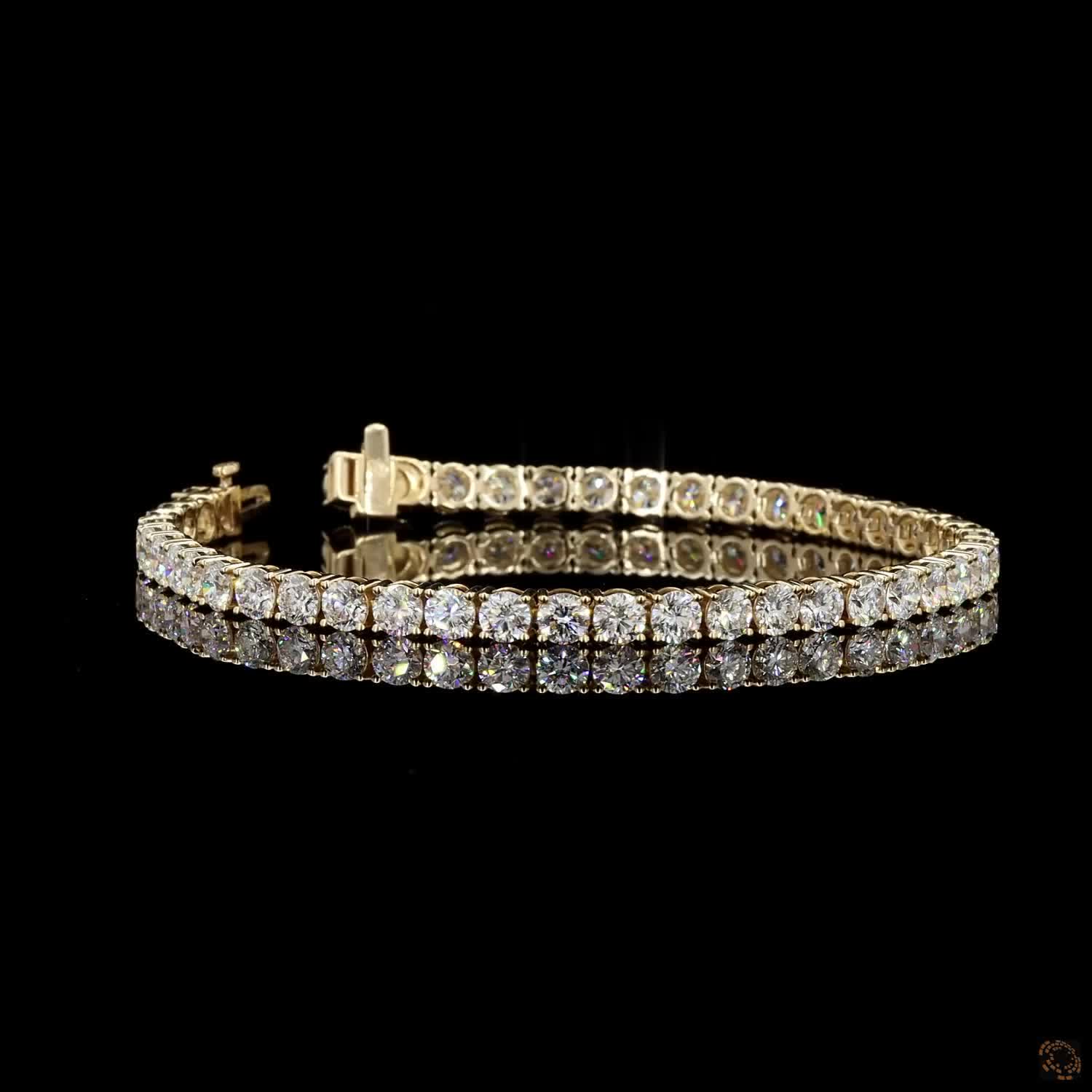 9.47 Ct Round Brilliant Diamond Eternity Line Bracelet in Yellow Gold