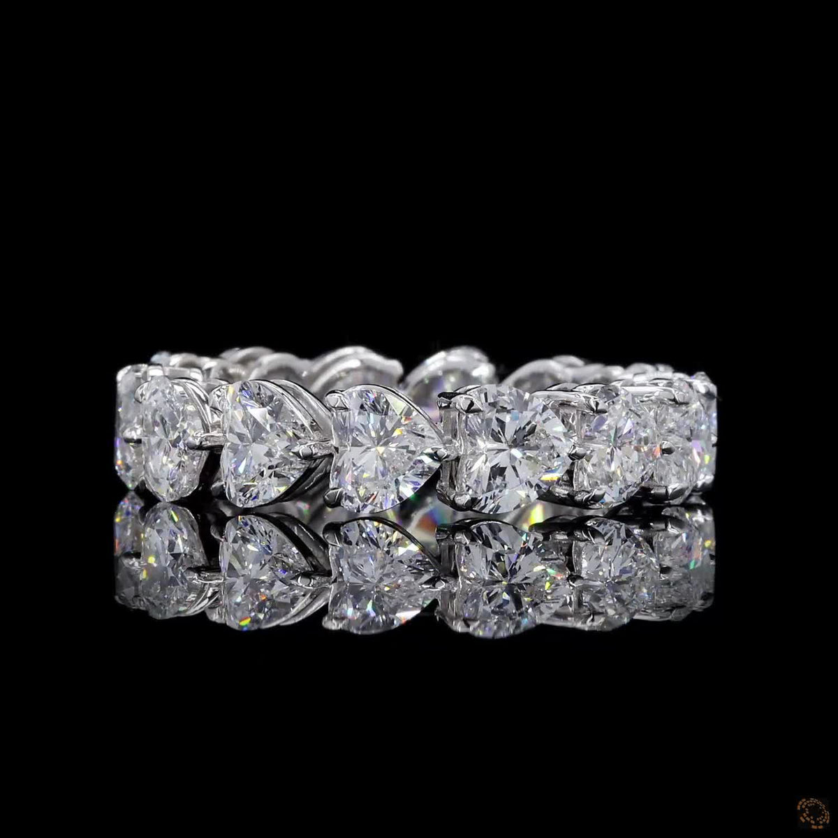 5.38 Ct Heart Shaped Diamond Eternity Ring | 14K White Gold Heart Cut Diamond Wedding Band for Women