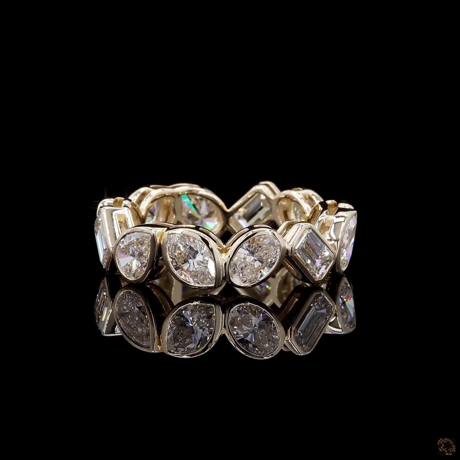 4.1 Ct Bezel-Set Multi-Shape Diamond Eternity Band in 14K Yellow Gold