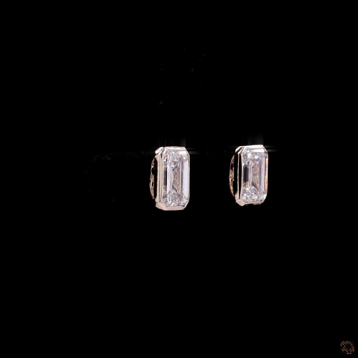 3.15 Ct 14K Yellow GOLD Emerald Shape Studs Earring