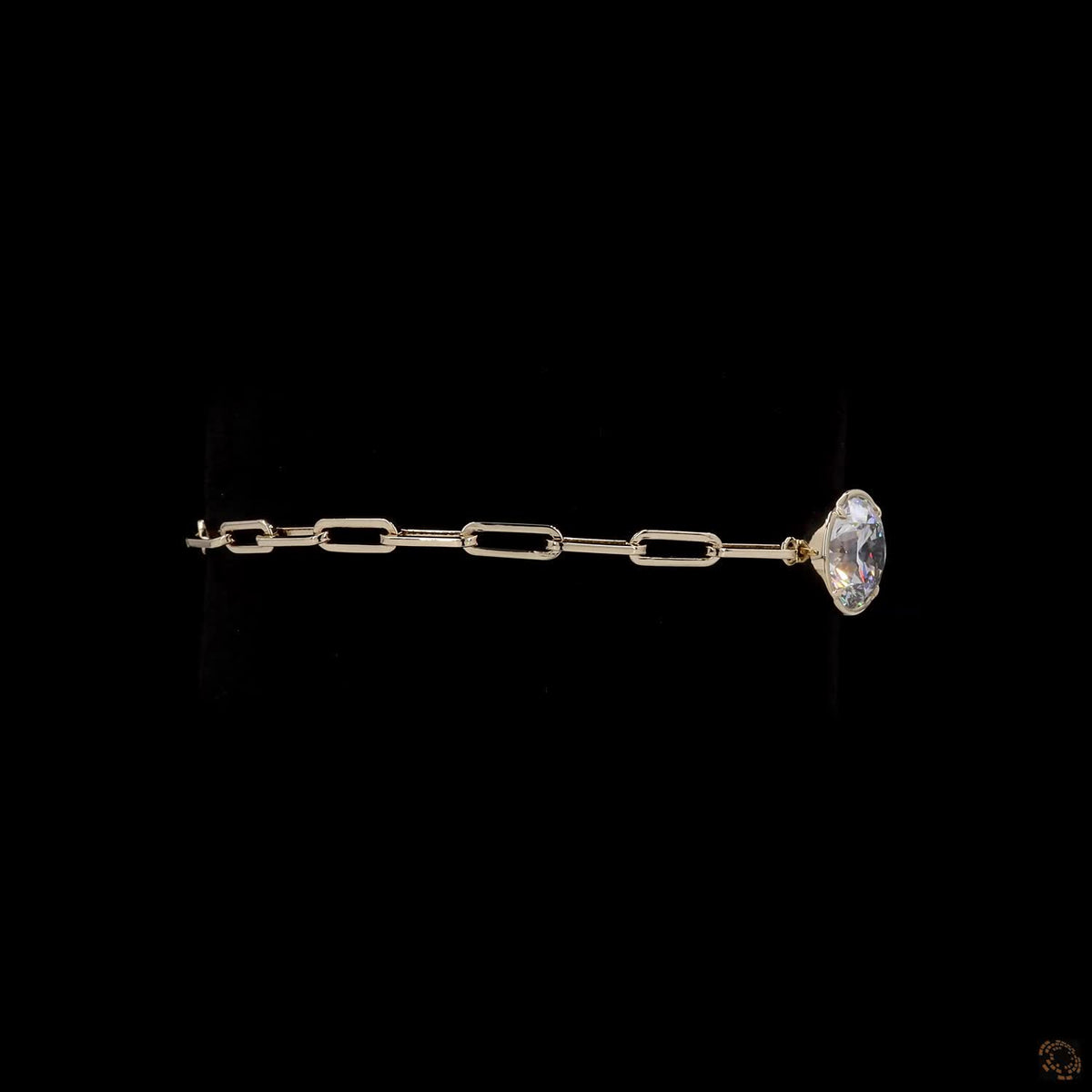 3.01 Ct Bezel-Set Solitaire Round Diamond Paperclip Chain Bracelet in 14K Yellow Gold