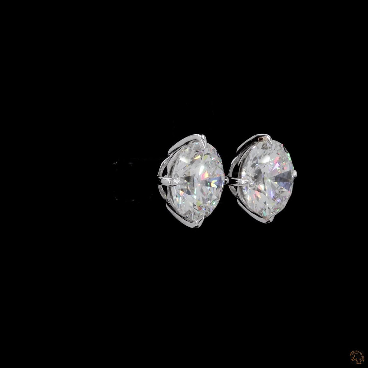 12.14 Ct White gold solitaire earrings, essential luxury diamond studs, lab grown round diamond studs