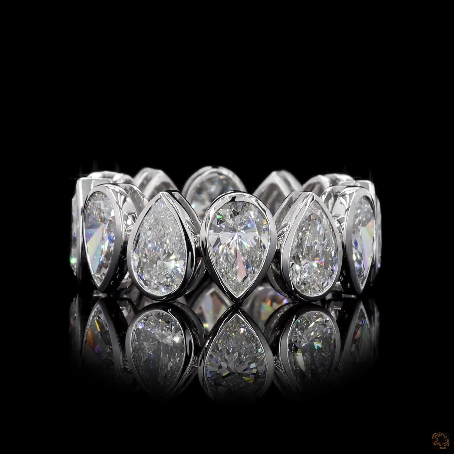 6.88 Ct Pear Cut Bezel Set Diamond Eternity Ring | 14K White Gold Lab Grown Diamond Band