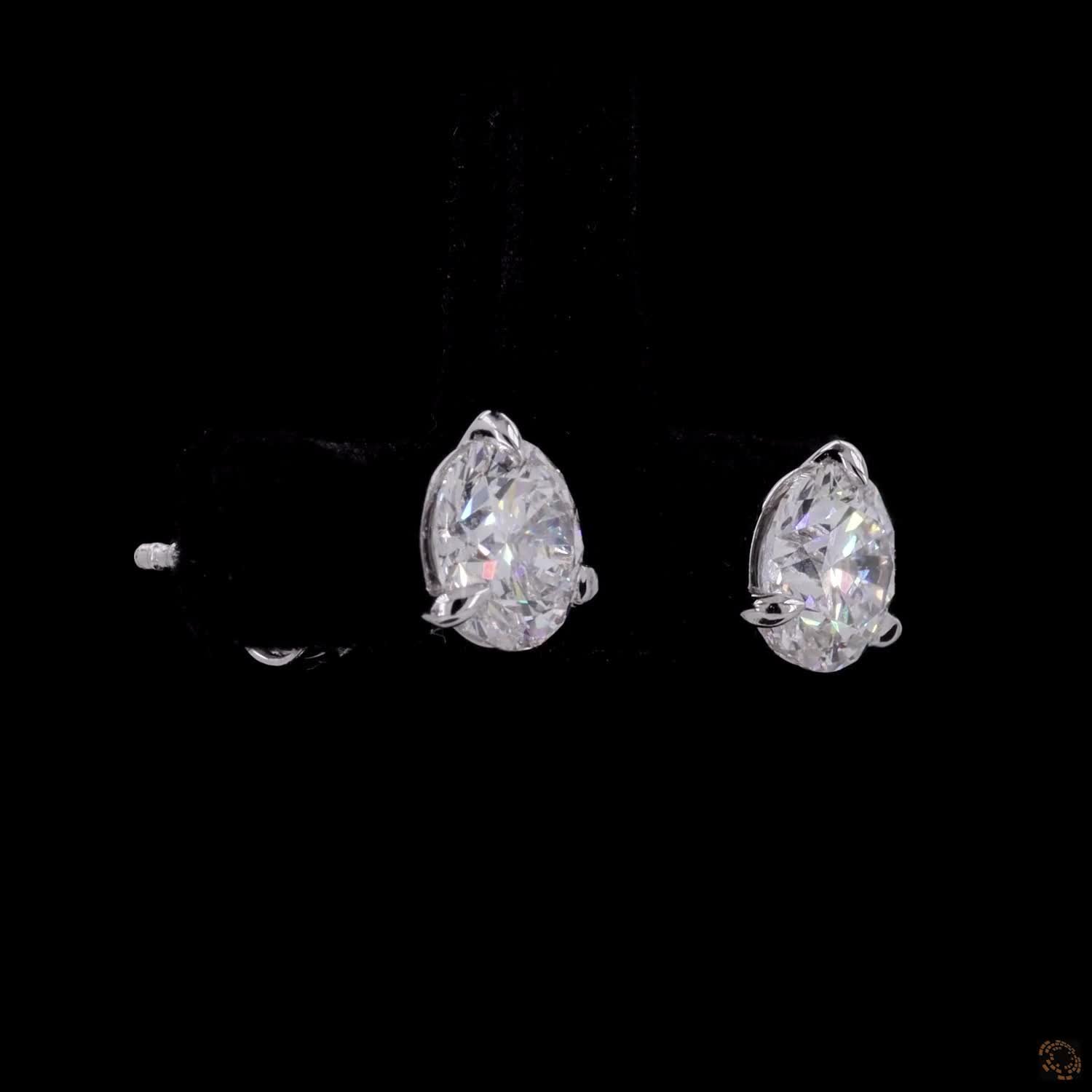 2.05 Ct 14K WHITE GOLD Round Shape Studs Earring