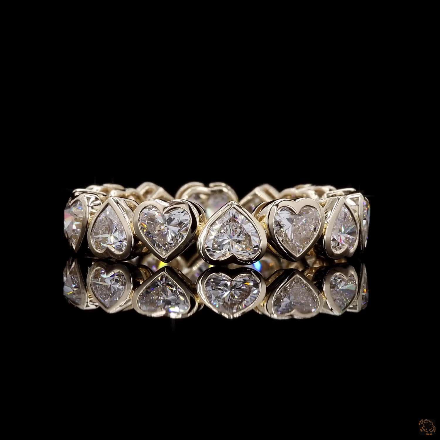 3.79 Ct Heart Shape Cut Horizontal East-West side-by-side alignment along the band