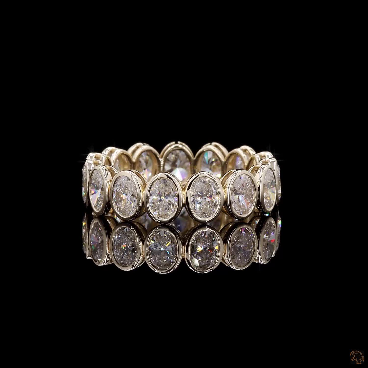3.81 Ct Vertical Oval Cut Diamond Full Bezel Eternity Ring