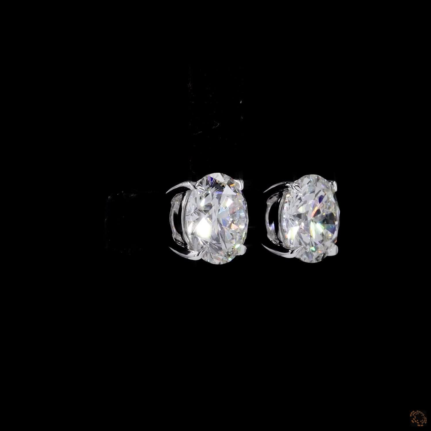 7.15 Ct 14K WHITE GOLD Round Shape Studs Earring