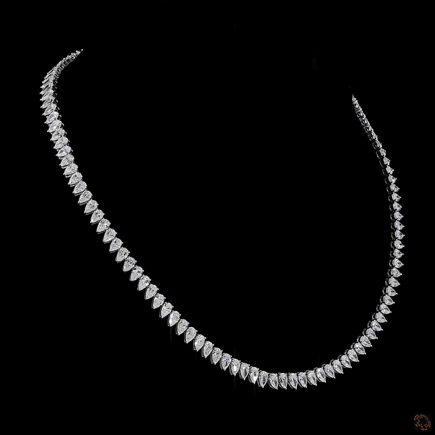 20.16 Ct Statement Pear Shape Diamond Full Eternity Tennis Necklace