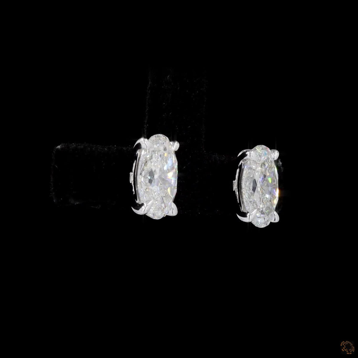 2.1 Ct 14K White Gold Oval Cut Diamond Solitaire Stud Earrings