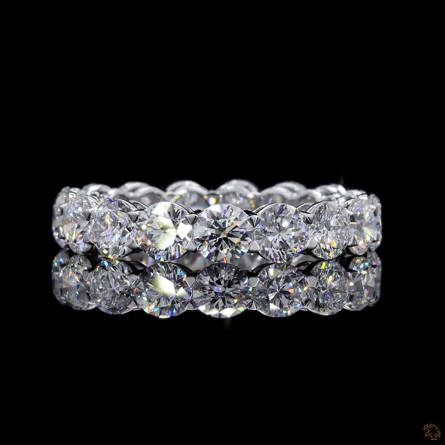 4.42 Ct Full Eternity Wedding Band, Round Brilliant Cut Prong Bridal Band in White Gold