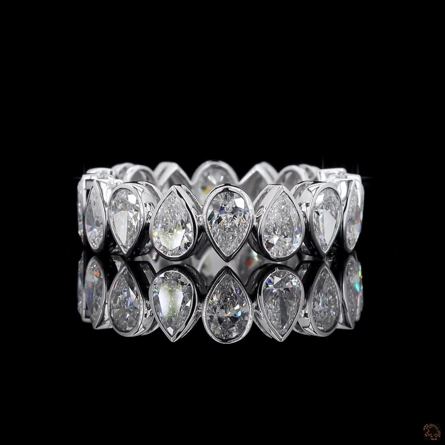 4.16 Ct Bezel-Set Pear Cut Diamond Eternity Band in White Gold