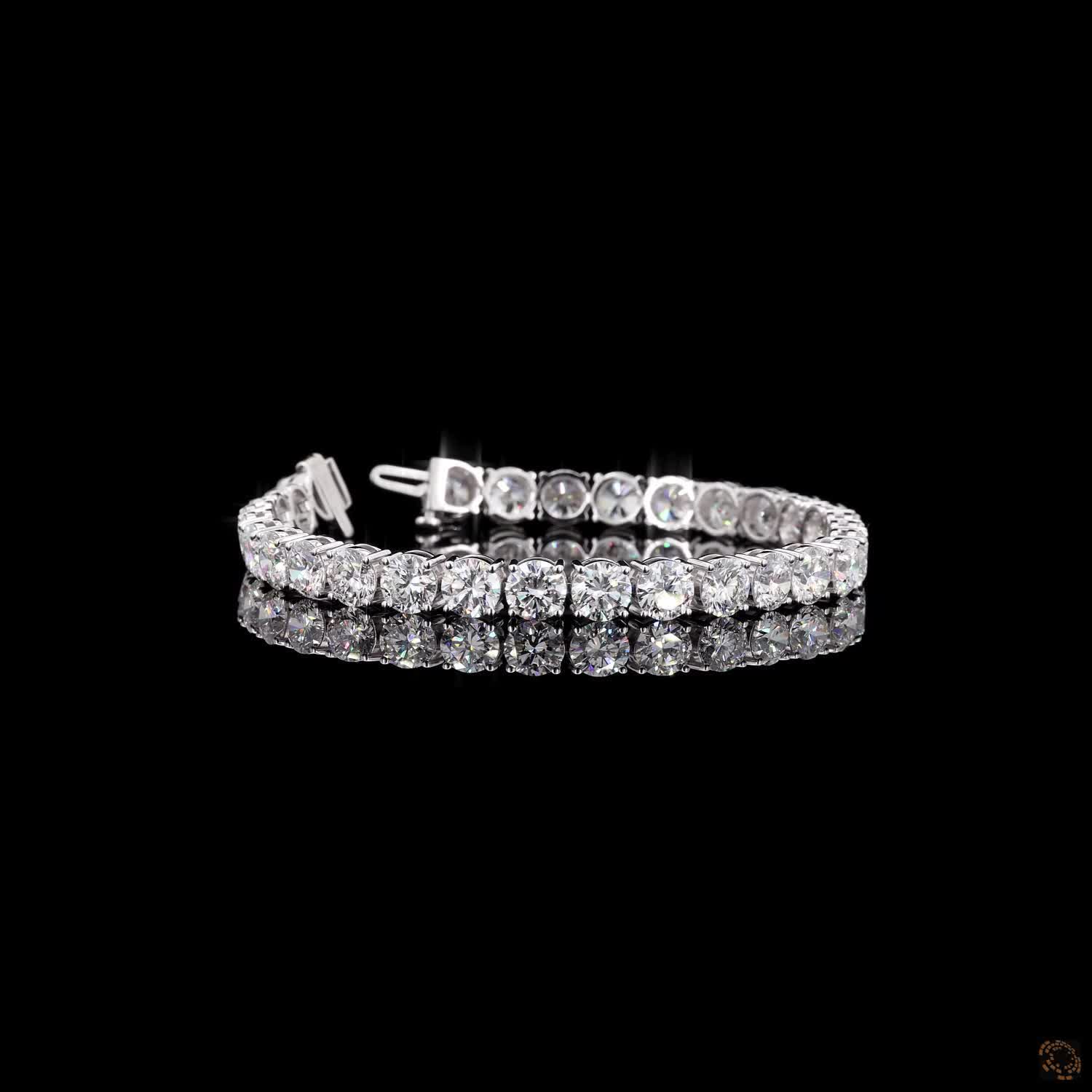 22.78 Ct Round Brilliant Cut Diamond Tennis Bracelet in 14K White Gold – Classic 4-Prong Setting